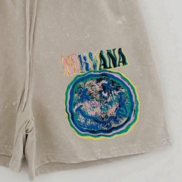 NEW Nirvana Graphic Drawstring Sweatshorts - Picture 6 of 6